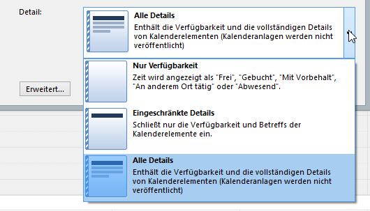 Detailstufe der Veroeffentlichungsdatn von Terminen